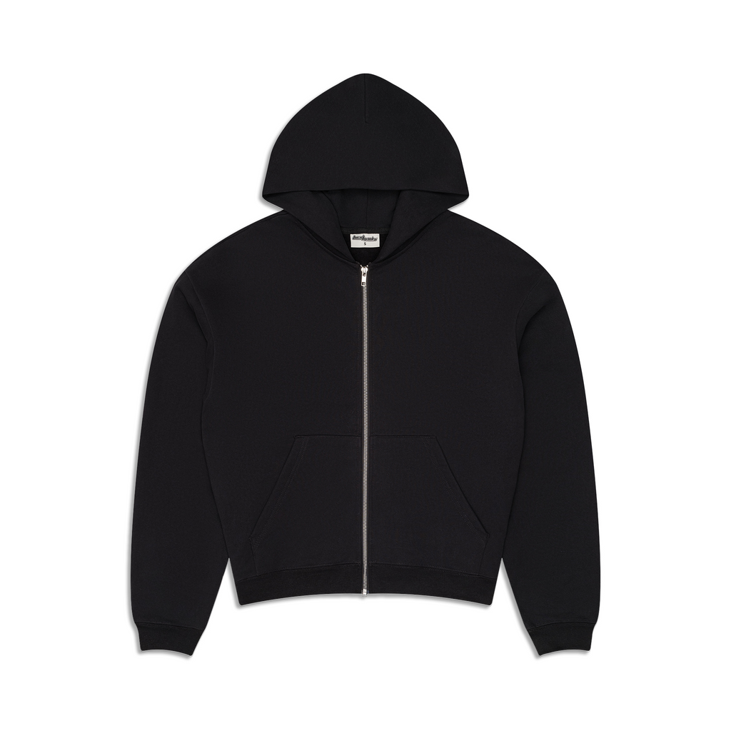 600 GSM 'Black' Zip-Up Hoodie